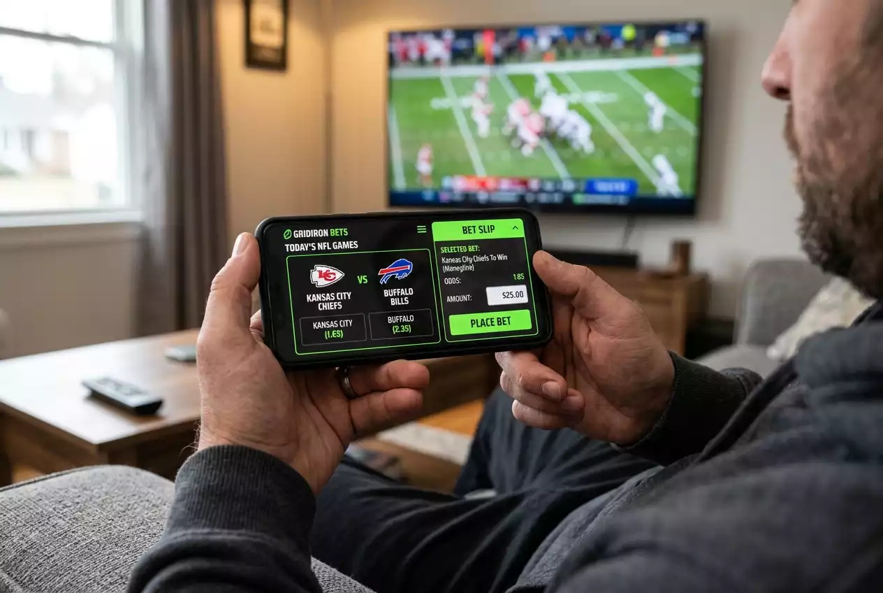 UK punter checking NFL betting odds on a mobile betting app